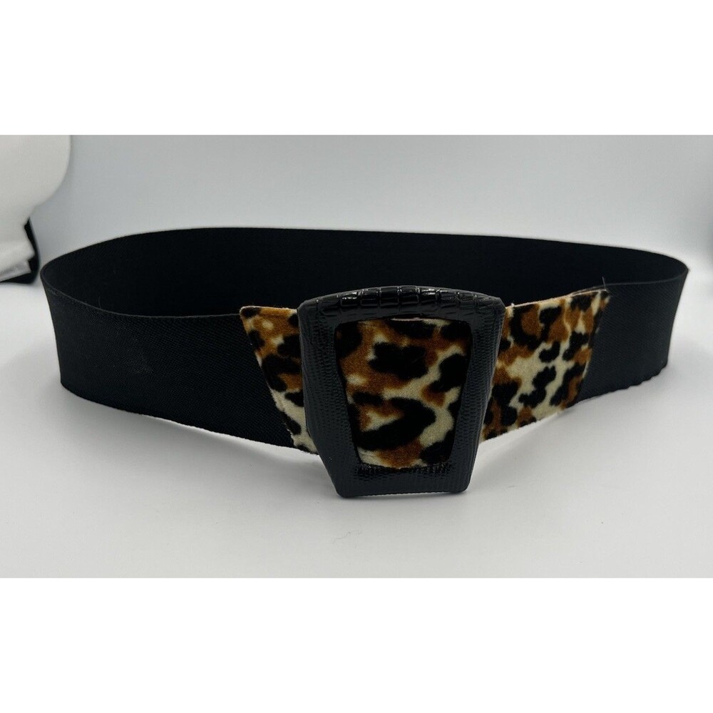 Vintage Leopard Print Elastic Waist Belt Wide Chunky Y2K Bratz Animal Print Sz S